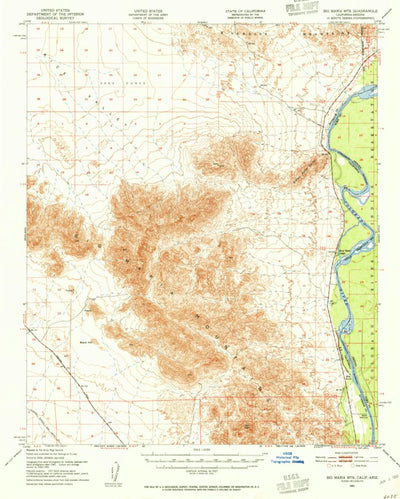 United States Geological Survey Big Maria Mountains, CA-AZ (1951, 62500-Scale) digital map
