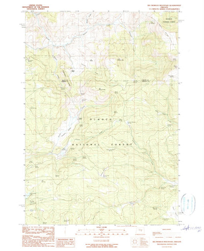 United States Geological Survey Big Mowich Mountain, OR (1990, 24000-Scale) digital map