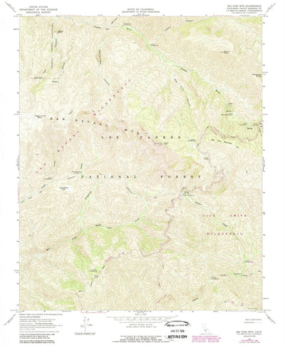 United States Geological Survey Big Pine Mountain, CA (1964, 24000-Scale) digital map