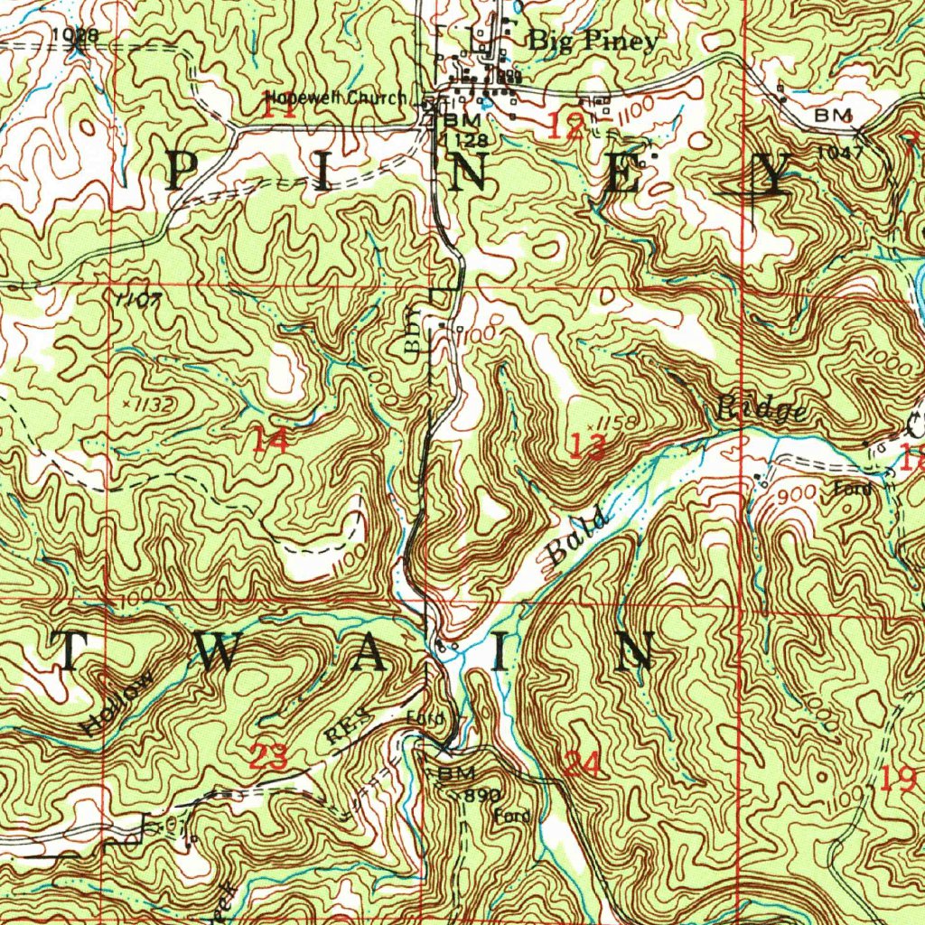 Big Piney, MO (1954, 62500-Scale) Map by United States Geological ...