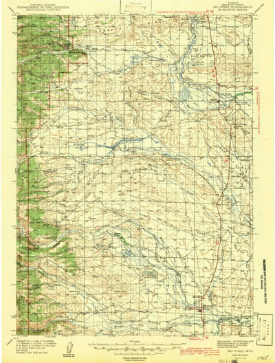 United States Geological Survey Big Piney, WY (1942, 125000-Scale) digital map