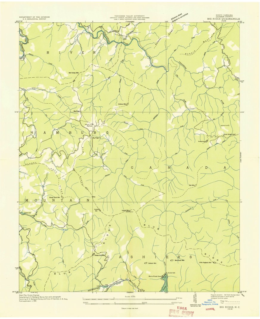 Big Ridge, NC (1935, 24000-Scale) Map by United States Geological ...
