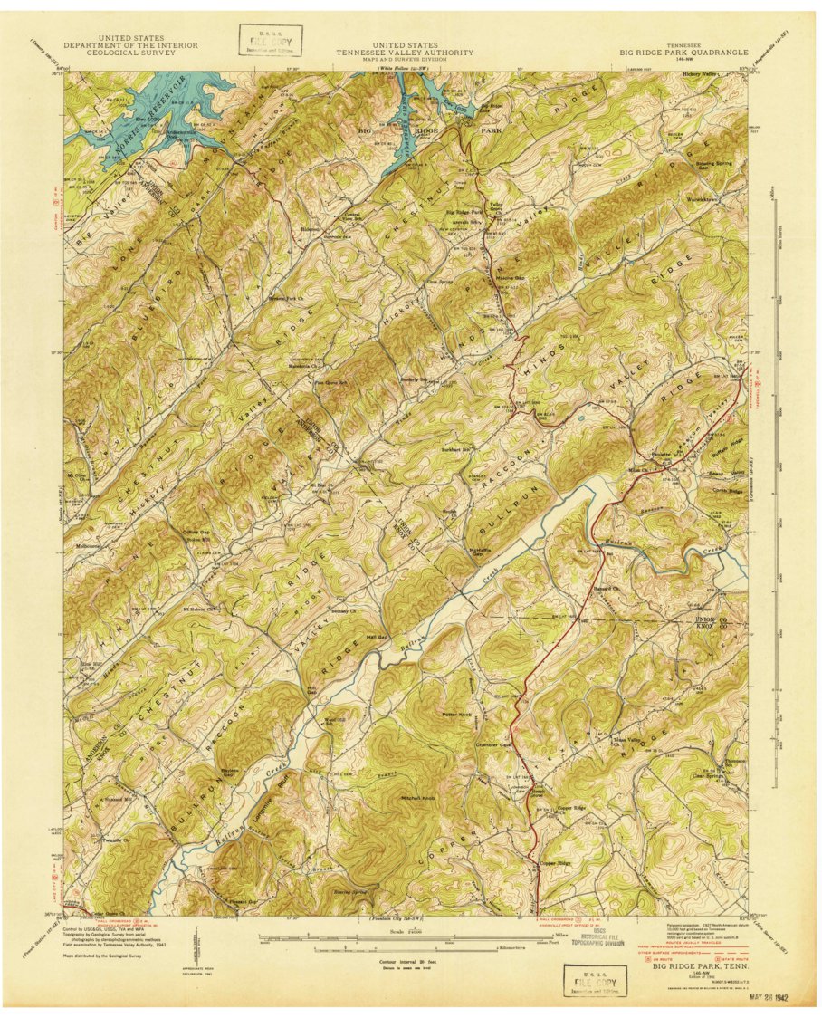 Big Ridge Park, TN (1941, 24000-Scale) Map by United States Geological ...