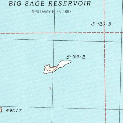 United States Geological Survey Big Sage Reservoir, CA (1990, 24000-Scale) digital map