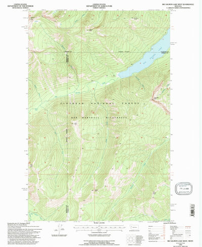 United States Geological Survey Big Salmon Lake West, MT (1994, 24000-Scale) digital map