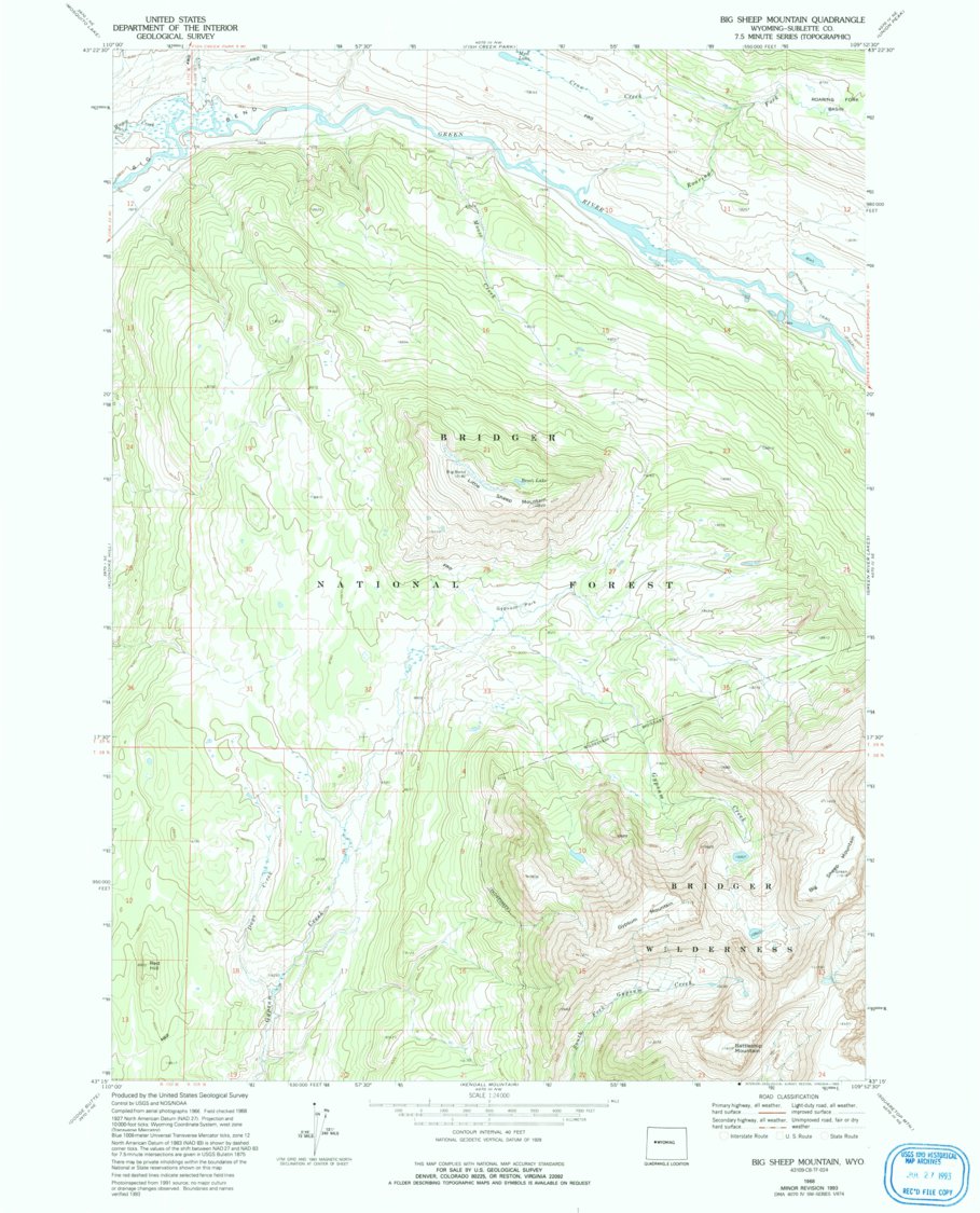 Big Sheep Mountain WY 1968 24000 Scale - United States Geological Survey Big Sheep Mountain Wy 1968 24000 Scale Digital Map 37057947926684 