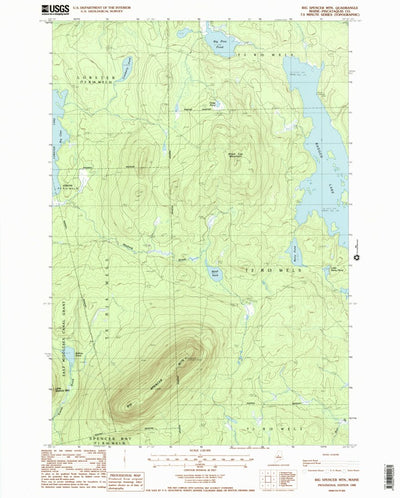 United States Geological Survey Big Spencer Mountain, ME (1988, 24000-Scale) digital map