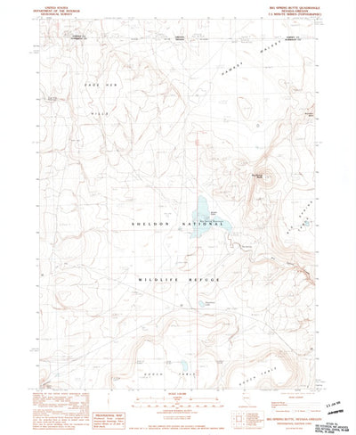 United States Geological Survey Big Spring Butte, NV-OR (1990, 24000-Scale) digital map