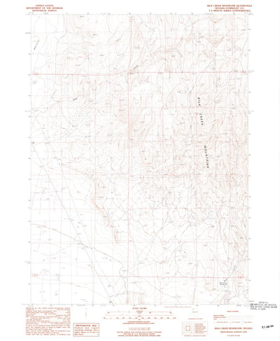 United States Geological Survey Bilk Creek Reservoir, NV (1990, 24000-Scale) digital map