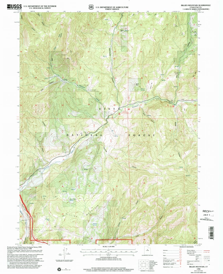 Billies Mountain, UT (1998, 24000-Scale) Map by United States ...