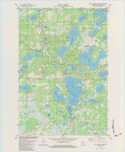 United States Geological Survey Birch Island Lake, WI (1982, 24000-Scale) digital map
