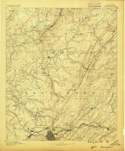 United States Geological Survey Birmingham, AL (1889, 125000-Scale) digital map