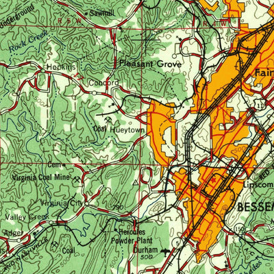 United States Geological Survey Birmingham, AL (1957, 250000-Scale) digital map