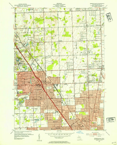 United States Geological Survey Birmingham, MI (1952, 24000-Scale) digital map