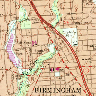 United States Geological Survey Birmingham, MI (1981, 24000-Scale) digital map
