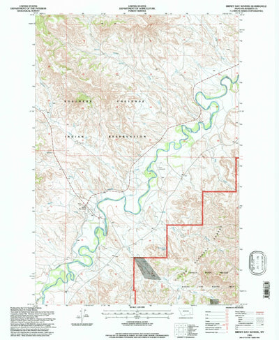 United States Geological Survey Birney Day School, MT (1995, 24000-Scale) digital map