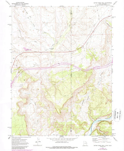 United States Geological Survey Bitter Creek Well, UT-CO (1970, 24000-Scale) digital map