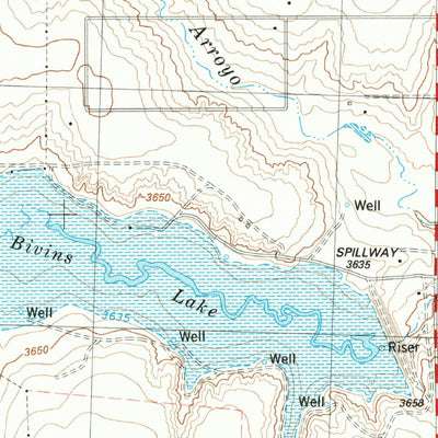 United States Geological Survey Bivins Lake, TX (1984, 24000-Scale) digital map