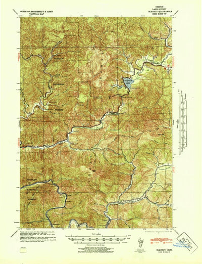 United States Geological Survey Blachly, OR (1942, 62500-Scale) digital map