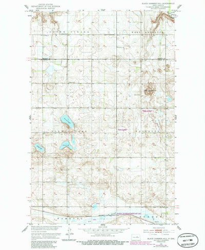 United States Geological Survey Black Hammer Hill, ND (1951, 24000-Scale) digital map