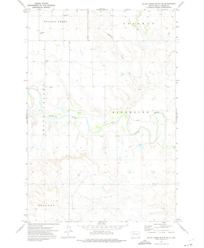 United States Geological Survey Black Horse Butte NE, SD (1972, 24000-Scale) digital map