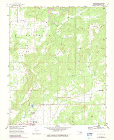 United States Geological Survey Blackgum, OK (1972, 24000-Scale) digital map