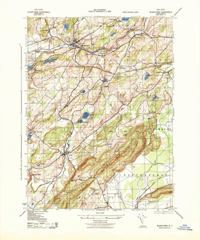 United States Geological Survey Blairstown, NJ (1943, 31680-Scale) digital map