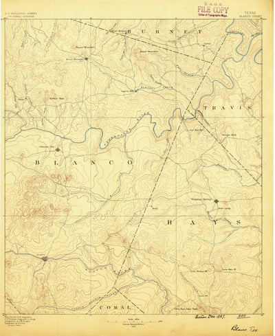United States Geological Survey Blanco, TX (1887, 125000-Scale) digital map