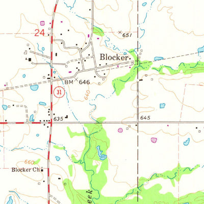 United States Geological Survey Blocker, OK (1971, 24000-Scale) digital map