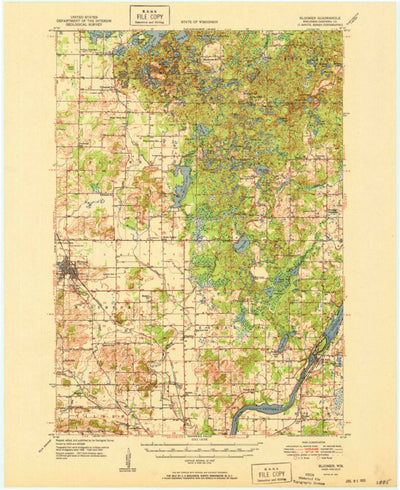 United States Geological Survey Bloomer, WI (1951, 62500-Scale) digital map