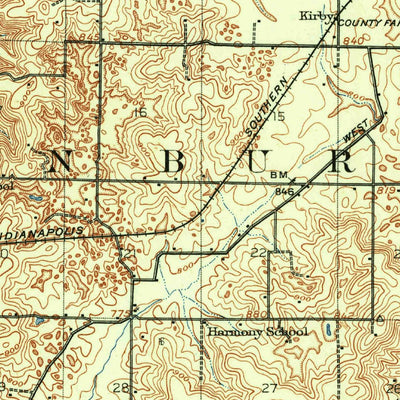 United States Geological Survey Bloomington, IN (1908, 62500-Scale) digital map
