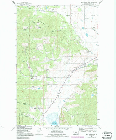 United States Geological Survey Blue Grass Ridge, MT (1991, 24000-Scale) digital map