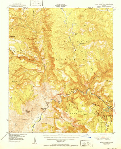 United States Geological Survey Blue House Mountain, AZ (1951, 62500-Scale) digital map
