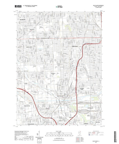 United States Geological Survey Blue Island, IL (2021, 24000-Scale) digital map