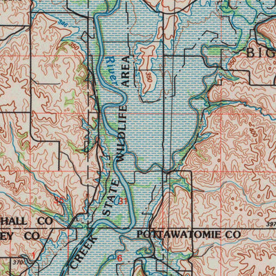 United States Geological Survey Blue Rapids, KS (1986, 100000-Scale) digital map