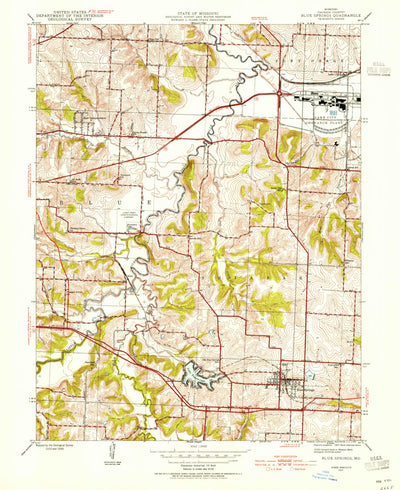 United States Geological Survey Blue Springs, MO (1945, 24000-Scale) digital map