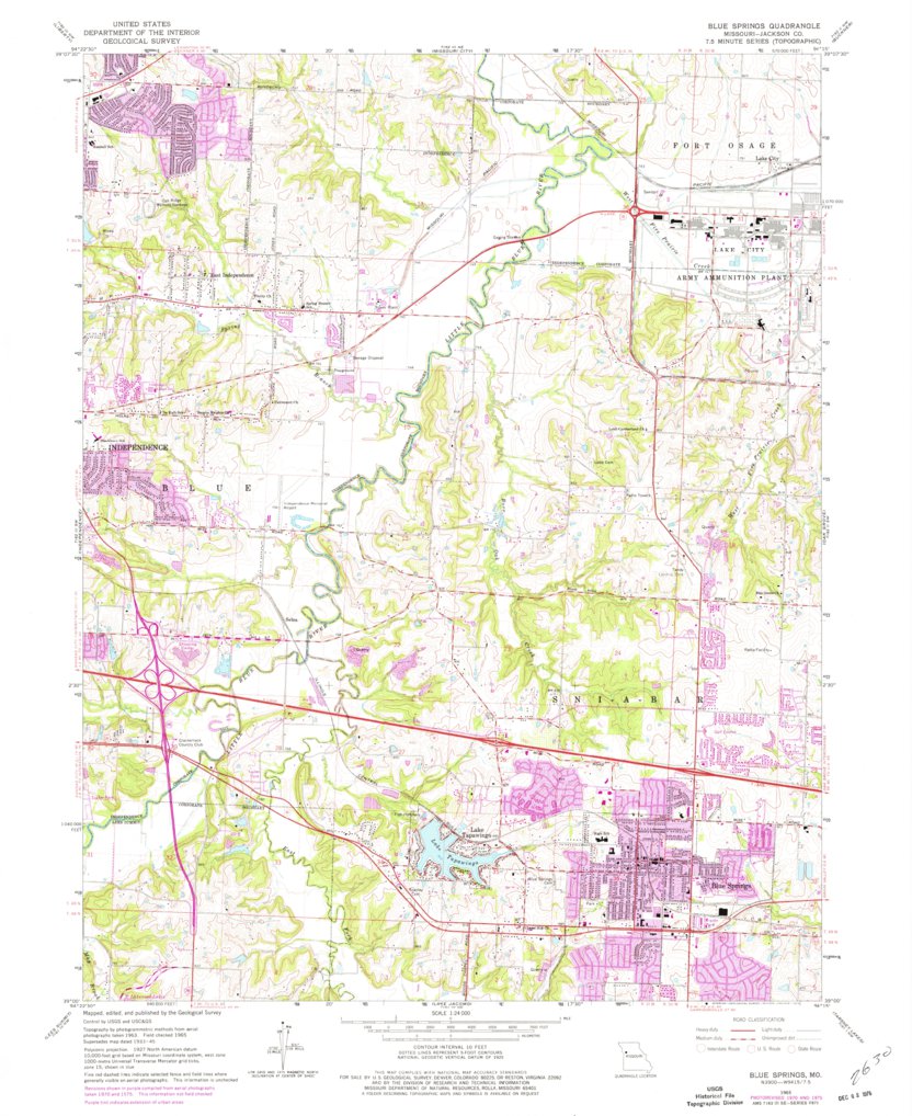 Blue Springs, MO (1965, 24000-Scale) Map by United States Geological ...