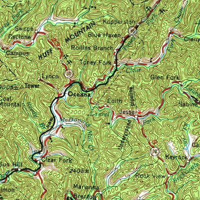 United States Geological Survey Bluefield, WV-VA-KY (1957, 250000-Scale) digital map