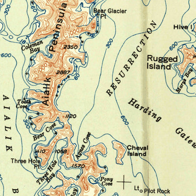 United States Geological Survey Blying Sound, AK (1951, 250000-Scale) digital map