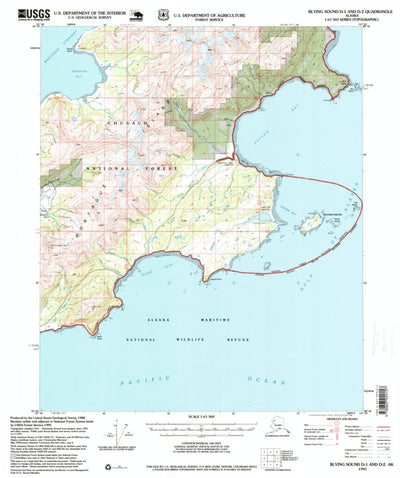 United States Geological Survey Blying Sound D-1 And D-2, AK (1995, 63360-Scale) digital map