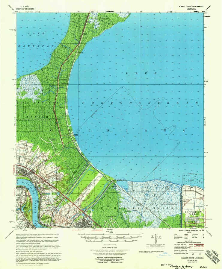 Bonnet Carre, LA (1957, 62500-Scale) Map by United States Geological ...