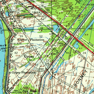 United States Geological Survey Bonnet Carre, LA (1957, 62500-Scale) digital map