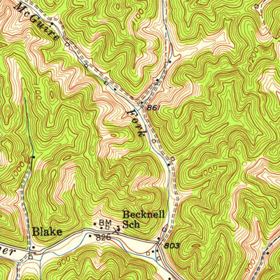 United States Geological Survey Booneville, KY (1953, 24000-Scale) digital map