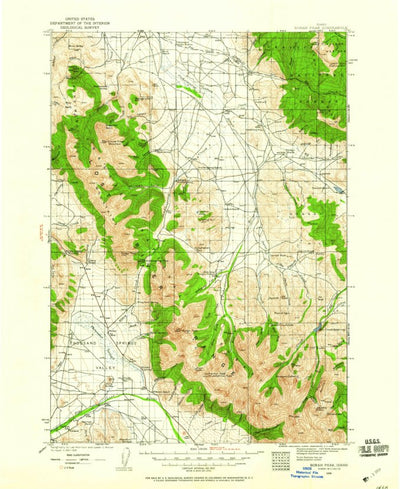 United States Geological Survey Borah Peak, ID (1935, 125000-Scale) digital map