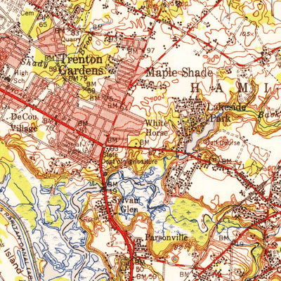 United States Geological Survey Bordentown, NJ-PA (1948, 62500-Scale) digital map