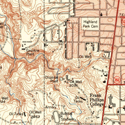 United States Geological Survey Borger, TX (1953, 24000-Scale) digital map