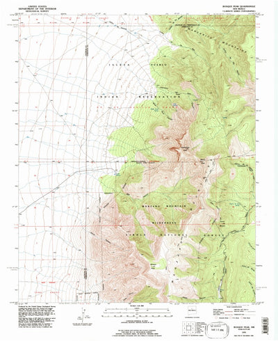 United States Geological Survey Bosque Peak, NM (1991, 24000-Scale) digital map
