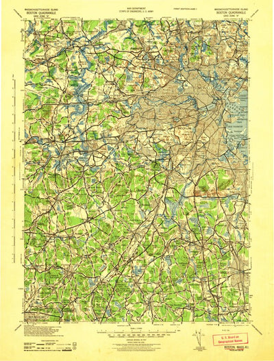 United States Geological Survey Boston, MA-RI (1943, 125000-Scale) digital map