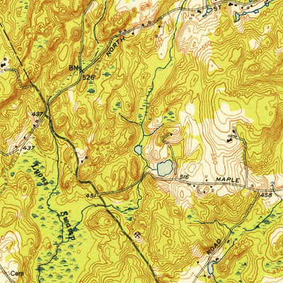 United States Geological Survey Botsford, CT (1951, 31680-Scale) digital map