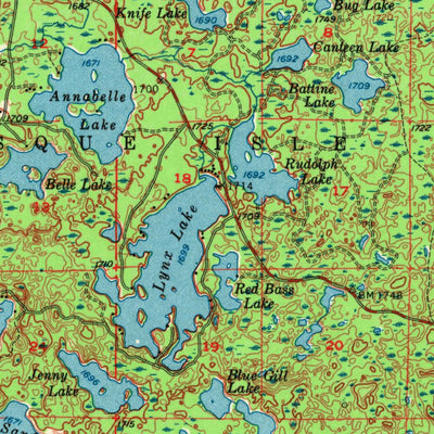 United States Geological Survey Boulder Junction, WI-MI (1955, 62500-Scale) digital map